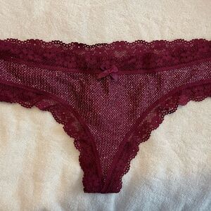 Wine and silver sparkly VS thong, NWT